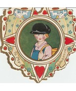 Vintage Valentine Card Boy in Cap Whitney Made Unused Heart Shaped Die Cut - £6.36 GBP