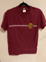 Mens SANTA CRUZ Skateboard TShirt-Small Red/Yellow 2 Side Logo Short Sleeve EUC - £9.73 GBP