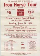 Iron Horse Tour Brochure Railroad Club of Chicago 1959 Steam 4-8-4 Zeari... - $17.82