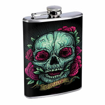 Flower Skeleton Gold Em1 Flask 8oz Stainless Steel Hip Drinking Whiskey - £11.83 GBP