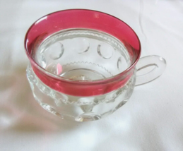 Tiffin King&#39;s Crown Cranberry Flashed Glass Coffee Tea Drink Cup - £6.16 GBP