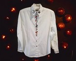 Vtg Karen Scott Halloween Jack O Lantern Buttons  Shirt Women M Embroidered - $28.71