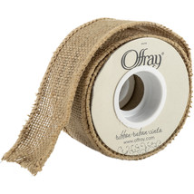 Offray Wired Burlap Ribbon 1-1/2&quot;X9&#39;-Natural - $15.26