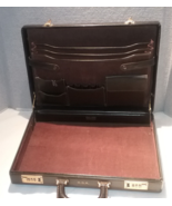 Vintage Korchmar Brown Leather Attache Briefcase 18x13x3 Combo Lock Mono... - $118.79