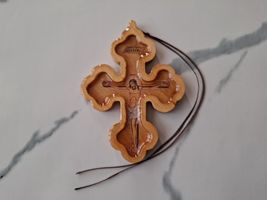 Orthodox Wooden Pectoral Cross Pendant: Car Rear View Mirror Decor - $25.00