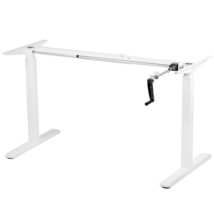 Vivo White Manual Height Adjustable Stand Up Desk Crank Ergonomic System - £222.53 GBP