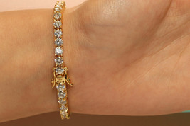 2CT Künstlicher Diamant 14k Gelb Vergoldet Tennis Armband 7.25 &quot; Zoll - £70.19 GBP