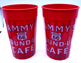 Tammy&#39;s Round Up Cafe Route 66 Plastic Cups Lot 2 Restaurant Oklahoma Da... - £11.01 GBP