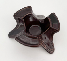 Marcrest Stoneware Food Warmer Candle Holder Brown Glaze USA on Bottom - $21.23