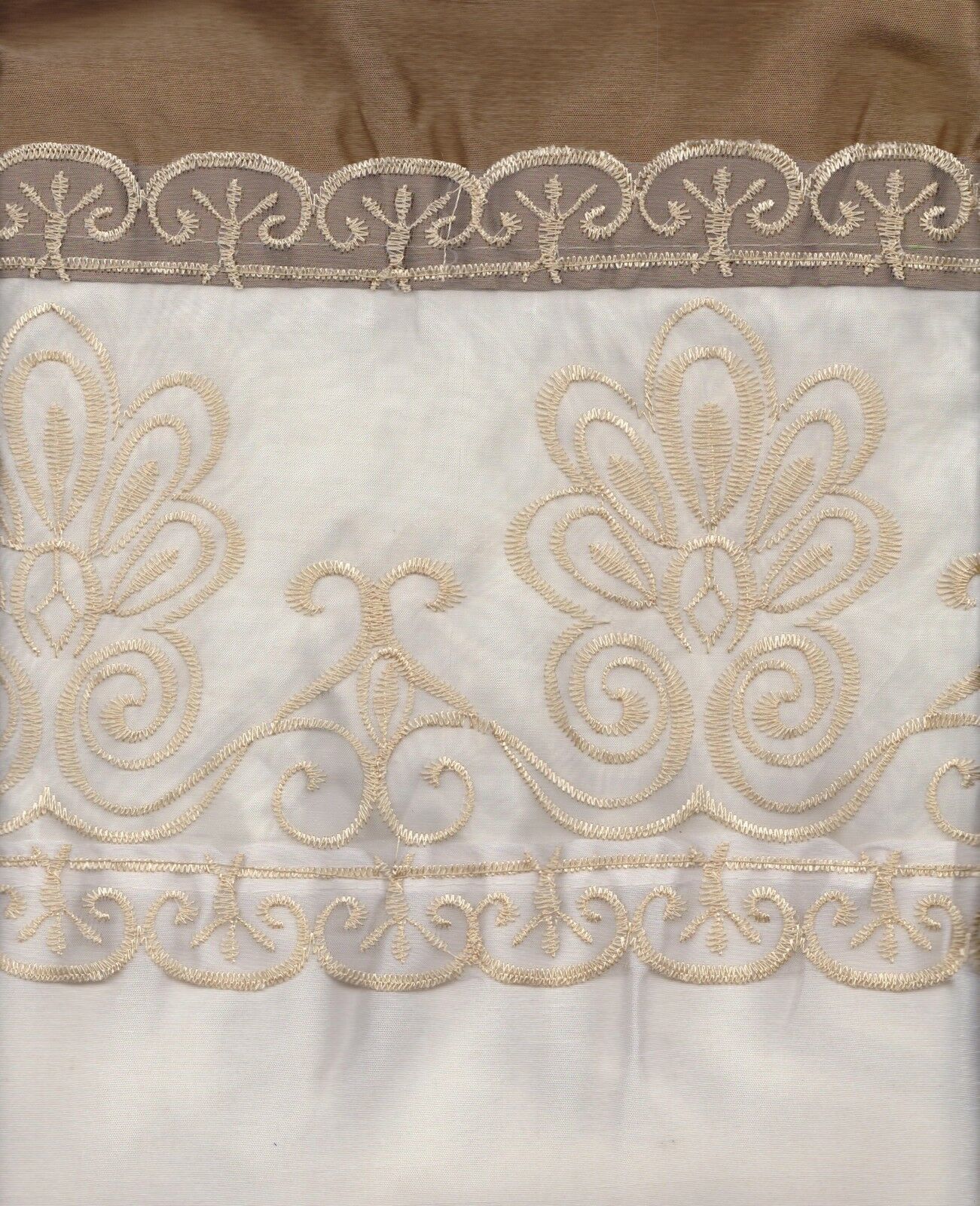 Beautiful Elegant EMBROIDERY 2 panel set drapes "sherry" - light beige & gold - $59.85
