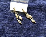 Interpur Gold Color Three Chain Dangle Earrings Gray Pearl Like Beads - $29.03