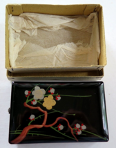 Vintage Japan Lacquer Case w/Silk Lining in Original Box Estate Find 4&quot; X 2 1/2&quot; - £20.17 GBP