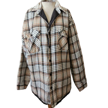 Vintage Brown Plaid Button Up Shirt Size Large - £27.61 GBP