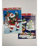 Vtg 90s Christmas Window Cling Decoration Lot - Santa, Snowmen - $12.19