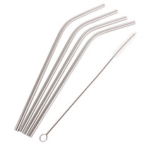 Appetito Stainless Steel Bent Drinking Straws with Brush 4pc - £15.55 GBP