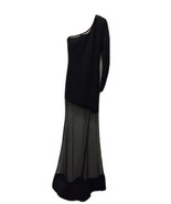 Symphony Black One Shoulder Long Sleeve Mesh Skirt Maxi Dress Gown S Sma... - £31.65 GBP