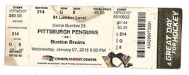 Jan 7 2015 Boston Bruins @ Pittsburgh Penguins Ticket Patrice Bergeron 2 Goals - £15.54 GBP