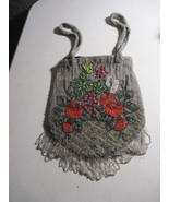 Antique early 1900s Floral Roses Flower micro glass beaded Purse bag - $1,122.24 MXN