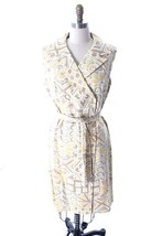 VTG 70s Liberty Circle Linen Dress NWT Double Breasted Self Belt Sz L - $113.85