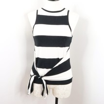 Rowley Love Kit Women&#39;s S Black White Striped Tie-Waist Sleevless Tank Top - £5.58 GBP