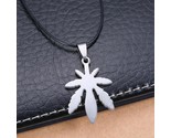 STAINLESS STEEL MARIJUANA LEAF NECKLACE Charm Jewelry NEW Pot Cannabis P... - $8.95