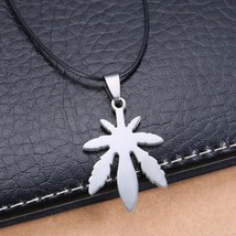 Stainless Steel Marijuana Leaf Necklace Charm Jewelry New Pot Cannabis Pendant - £7.13 GBP