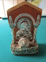 Greek Shrine Madonna Wood And Silverplate Repousse Decor - £96.75 GBP