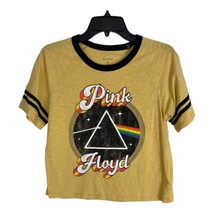 Pink Floyd Womens Shirt Size Medium Cropped Yellow Band Ringer Tee Short Sleeve - £18.49 GBP