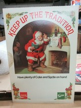 1970s Coca Cola Sprite Keep Up Tradition Christmas Cardboard Sign Santa chimney - $251.17
