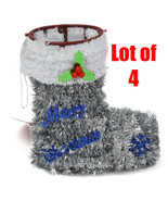 Lot 4 |5&quot; Tinsel Christmas Holiday Stocking Hangable Ornament Decoration... - $281.22 MXN