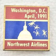 Northwest Airlines Washington DC April 1991 Capital Vintage Pin Button Pinback - £10.97 GBP