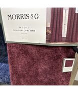 Morris &amp; Co Mallow Burgundy Velvet Floral Back Tap Window Curtain 96” S/... - €119,50 EUR