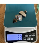 VTG SOUTH SEAS MABE BLISTER PEARL SHELL STONE PENDANT HEAVY 39g SIGNED 925 - $307.58 CAD