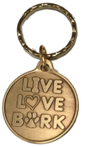 Live Love Bark Dog Bone Pet Heart Bronze Keychain Paw Print Design - $10.15