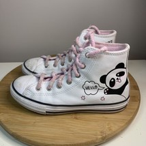 Converse Panda Chuck Taylor All Star Hi Pink White Leather Shoes Girls Size 2.5 - £23.64 GBP