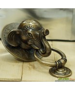 Solid Brass Large Big Elephant Thai Head Door Knocker Cast Solid Brass - $116.03 CAD