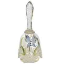 Fenton Clear Bell Hand painted Blue Butterfly and Signed - £37.85 GBP