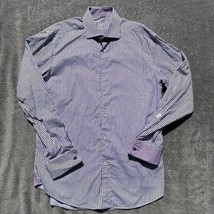 Bugatchi Uomo Dress Shirt Mens 16.5 34/35 Purple Lavender French Cuffs - $19.77