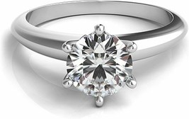 1.25CT Forever One 6 Prong Style Moissanite Solitaire Wedding Ring 18K WG - $975.15