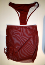 MakeMeChic Women&#39;s Maroon 2 Piece Bikini Bottom and Cover-Up Skirt - Size: S - £6.95 GBP