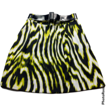 Worthington Womens A Line Belted Skirt Size 2 Geometric Black Yellow White - £24.39 GBP