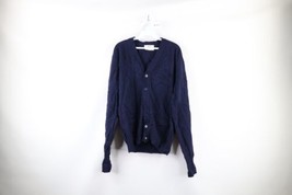 Vtg 60s Streetwear Mens Large Blank Lambswool Knit Pocket Cardigan Sweater USA - £96.67 GBP