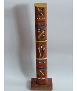 Vintage Old Totem Pole Wood Hand Carved Painted 12&quot; Decorative Missing W... - $108.93 MXN
