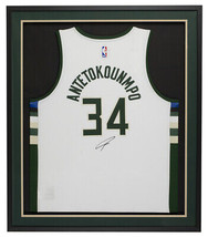 Giannis Antetokounmpo Signé Encadré Blanc Authentique Swingman Bucks Jer... - £572.48 GBP