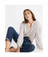 Madewell Meadow Shirt in Windowpane Poet Sleeve Cotton Blend Womens SZ S... - €13,63 EUR