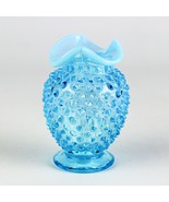 Fenton Hobnail Blue Opalescent Triangle Crimp Miniature Vase, Vintage 38... - $15.00