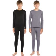 Boys Thermal Underwear Set Long Johns For Kids Thermals Top &amp; Bottom Knit Base L - £61.74 GBP