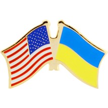 American &amp; Ukraine Flags Pin 1&quot; - £7.37 GBP