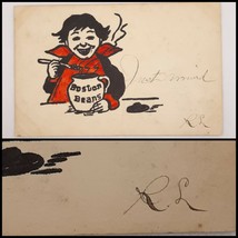 R.L. Wells Handwritten Signature Boston Beans Postcard Posted 1906 Antique - $24.19