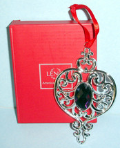 Lenox Bejeweled Spire Ornament Silverplate Purple Gem Center 4.5&quot; #856360 New - £13.24 GBP